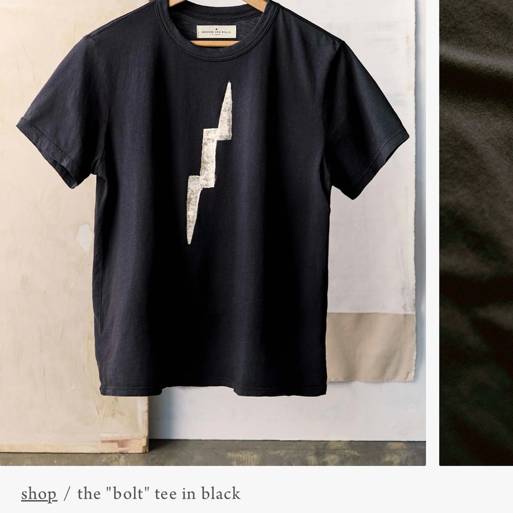 imogene + willie Black Bolt Tee size XS worn 1x original. $68